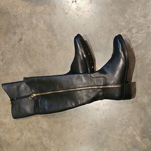 Passaggi Unworn Black Leather Tall Zippeted Knee-High Riding Boots 36 US 7